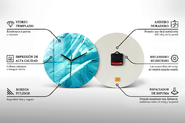 Wanduhr glas rund Silberne Linien