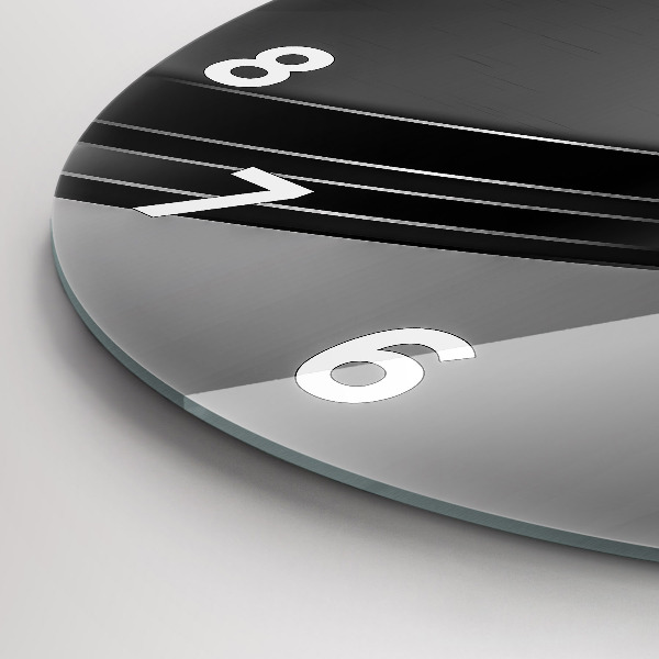 Wanduhr glas rund Silberne Linien