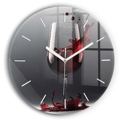Wanduhr glas rund Glas Rotwein