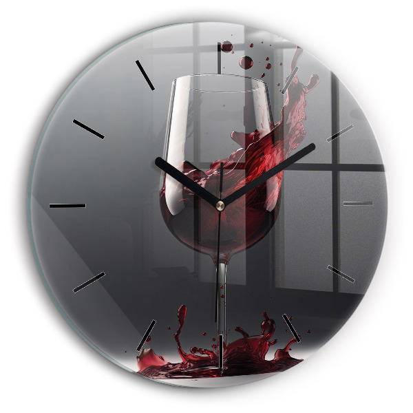 Wanduhr glas rund Glas Rotwein