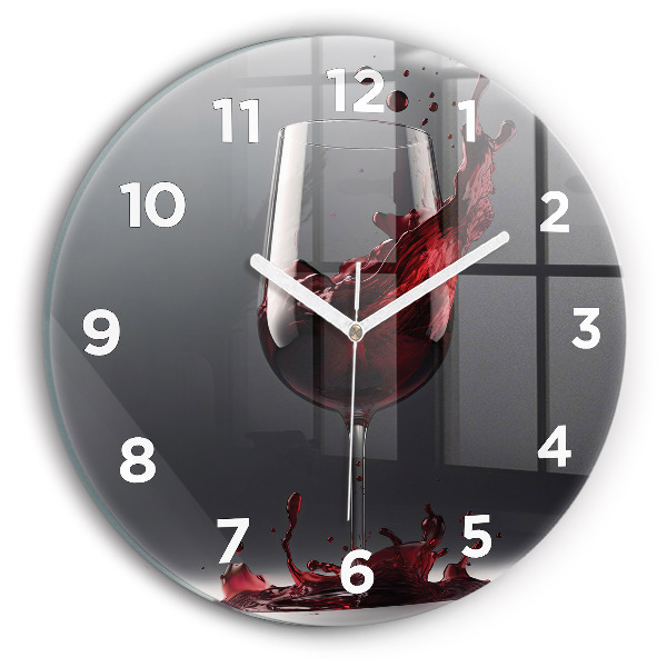 Wanduhr glas rund Glas Rotwein