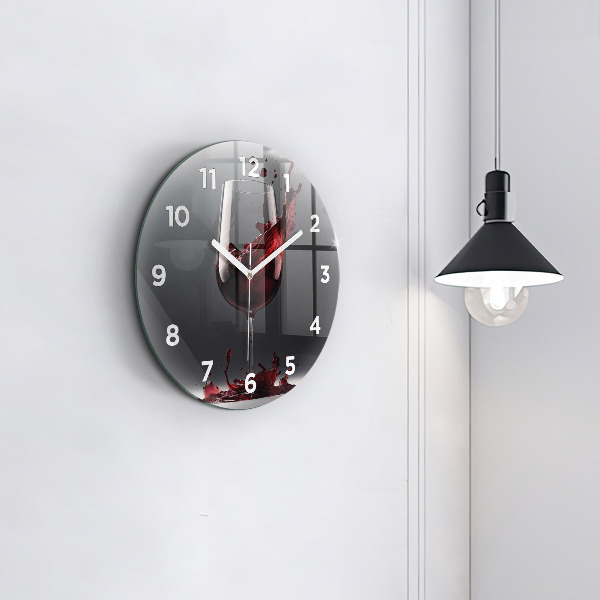 Wanduhr glas rund Glas Rotwein