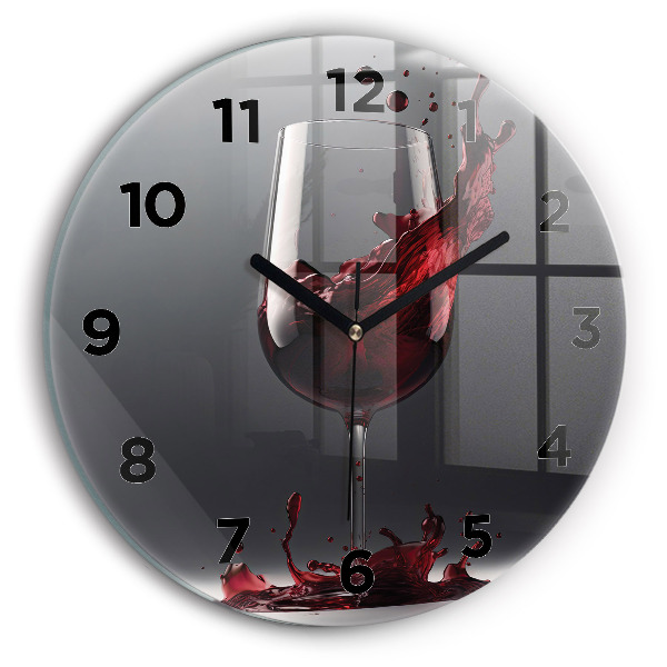 Wanduhr glas rund Glas Rotwein
