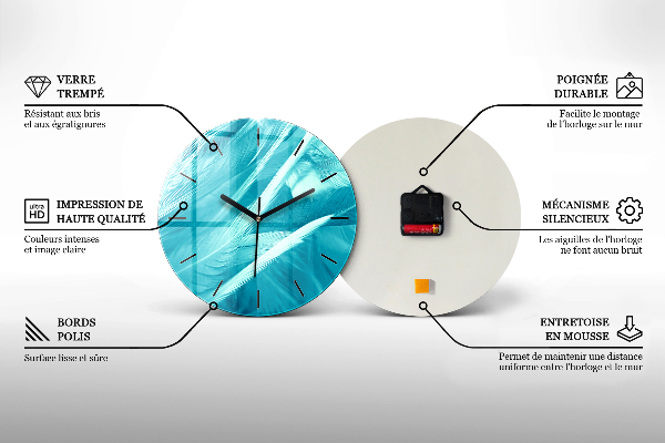 Wanduhr glas rund Blaue Bretter