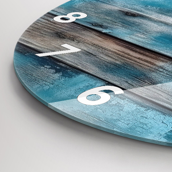 Wanduhr glas rund Blaue Bretter