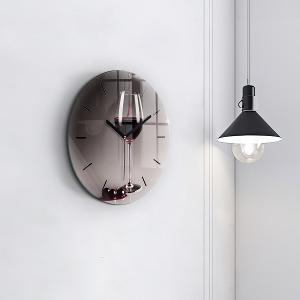 Wanduhr glas rund Lampe mit Rotwein
