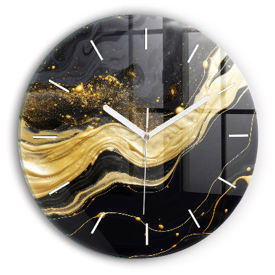 Wanduhr rund mit motiv Goldener Marmor