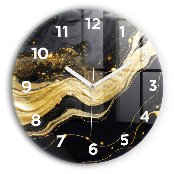 Wanduhr rund mit motiv Goldener Marmor