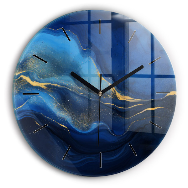 Wanduhr rund mit motiv Blauer Marmor
