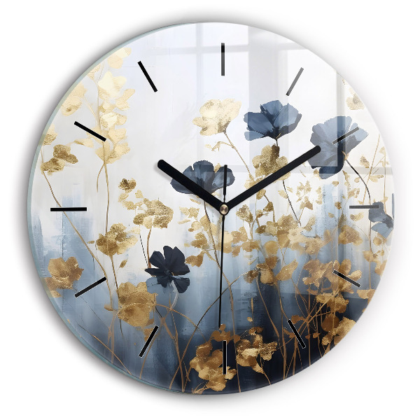 Wanduhr rund Abstrakte Blumen