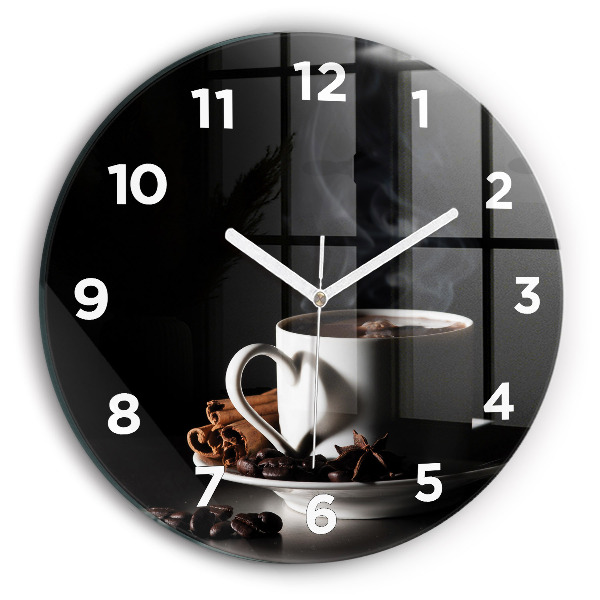Wanduhr glas rund Kaffeetasse