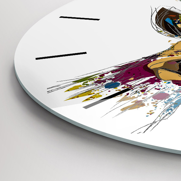 Wanduhr rund mit motiv Farbiger Hirschkopf