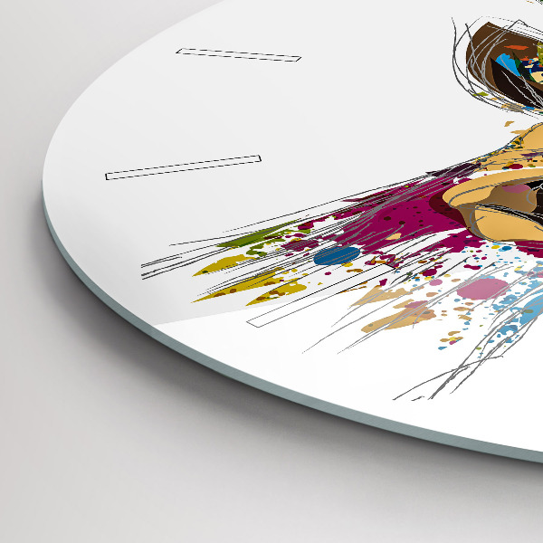 Wanduhr rund mit motiv Farbiger Hirschkopf