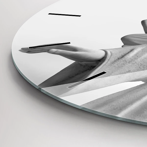 Wanduhr rund mit motiv Skulptur eines Engels mit Flügeln