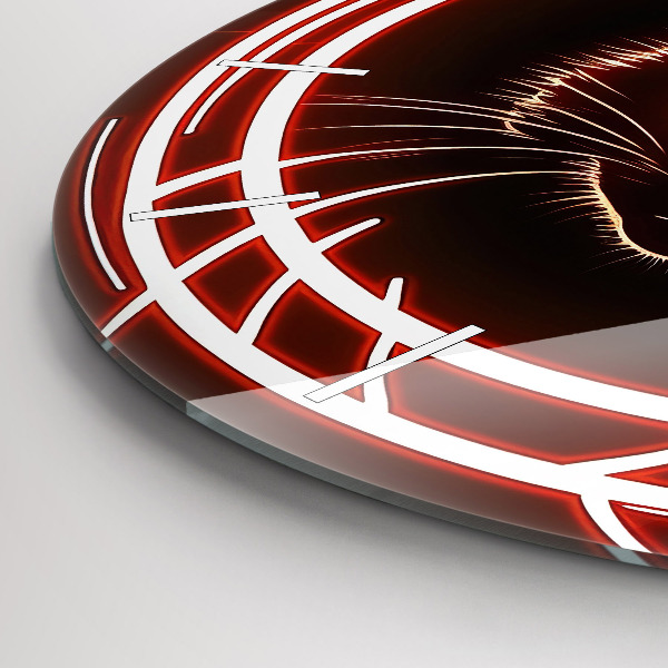 Wanduhr glas rund Katze mit roten Augen