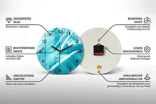 Wanduhr rund mit motiv Mondphasen und Sanduhr