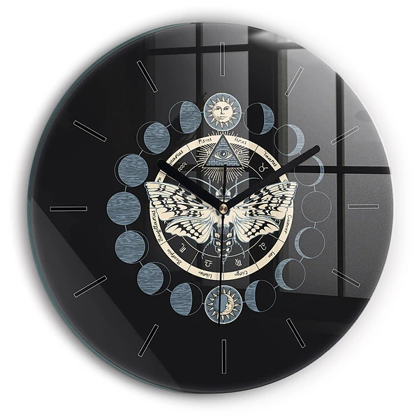 Wanduhr rund Mondphasen