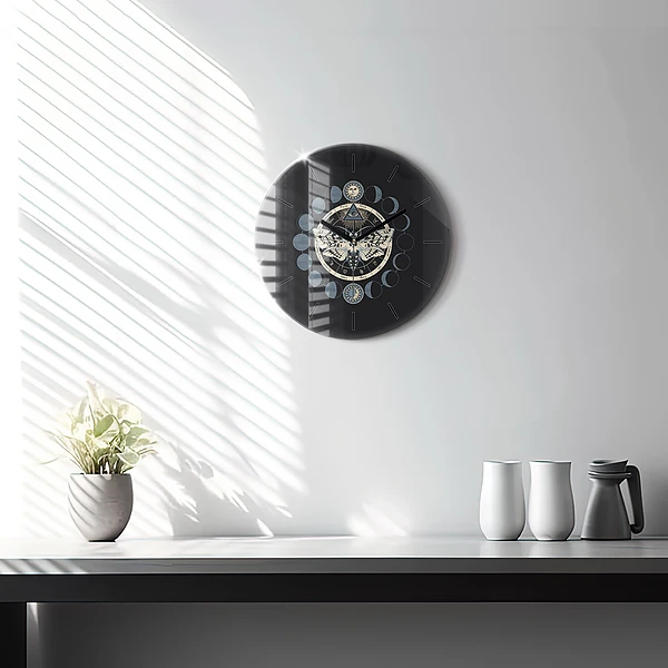 Wanduhr rund Mondphasen