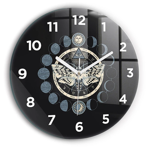 Wanduhr rund Mondphasen