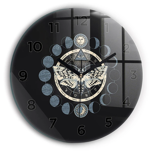 Wanduhr rund Mondphasen