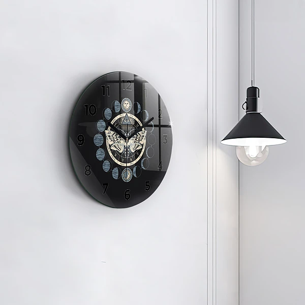 Wanduhr rund Mondphasen