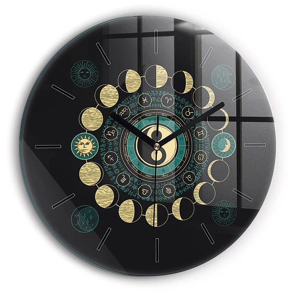 Wanduhr glas rund Mondphasen