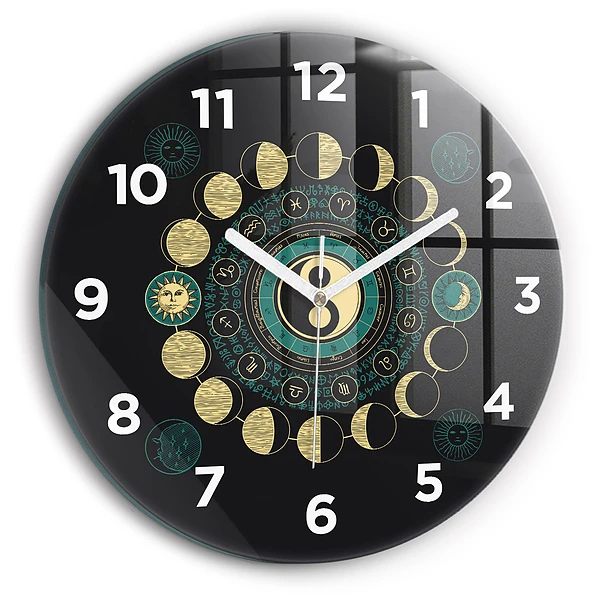 Wanduhr glas rund Mondphasen