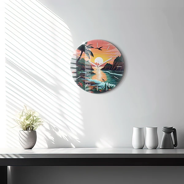 Wanduhr rund mit motiv Märchenhafter Sonnenuntergang