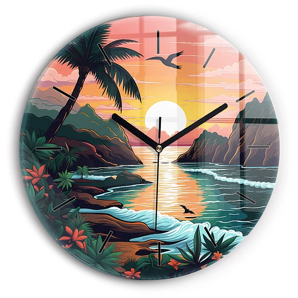 Wanduhr rund mit motiv Märchenhafter Sonnenuntergang