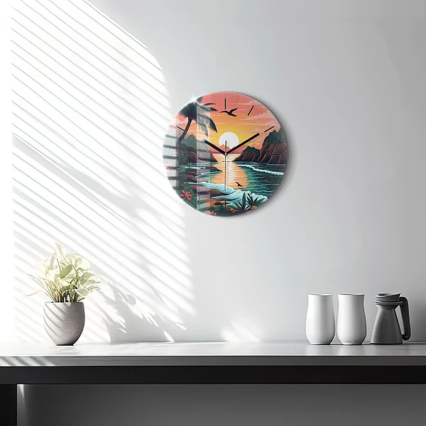 Wanduhr rund mit motiv Märchenhafter Sonnenuntergang