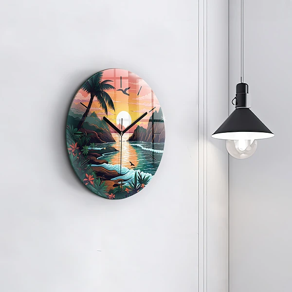 Wanduhr rund mit motiv Märchenhafter Sonnenuntergang