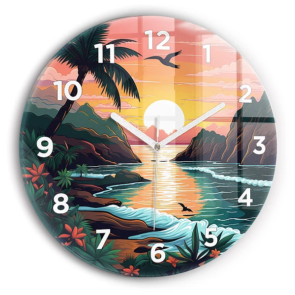 Wanduhr rund mit motiv Märchenhafter Sonnenuntergang