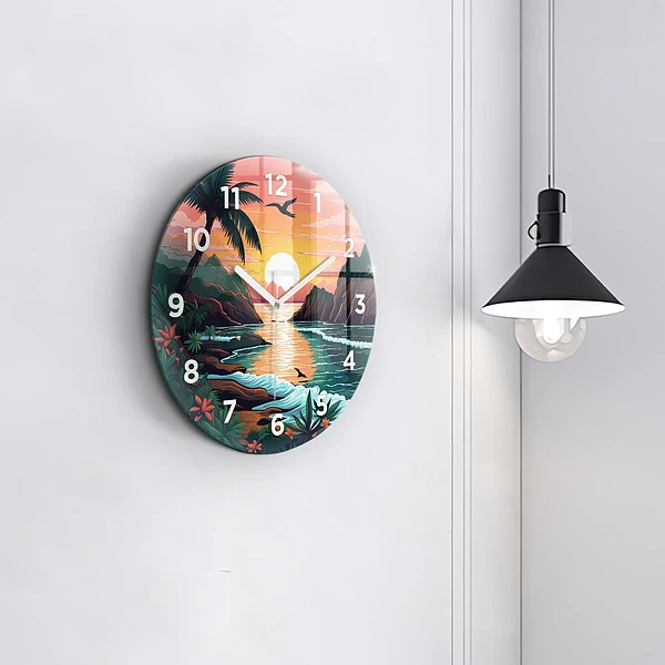Wanduhr rund mit motiv Märchenhafter Sonnenuntergang