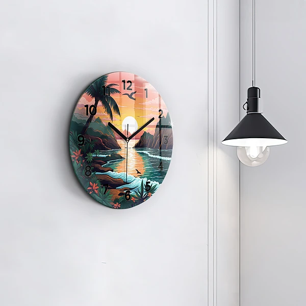 Wanduhr rund mit motiv Märchenhafter Sonnenuntergang