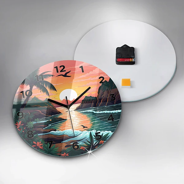 Wanduhr rund mit motiv Märchenhafter Sonnenuntergang