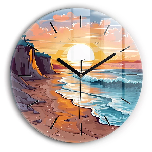 Wanduhr rund Märchenhafter Ozean und Sonne