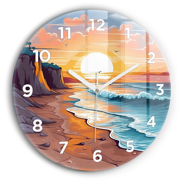Wanduhr rund Märchenhafter Ozean und Sonne