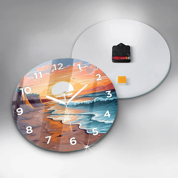 Wanduhr rund Märchenhafter Ozean und Sonne