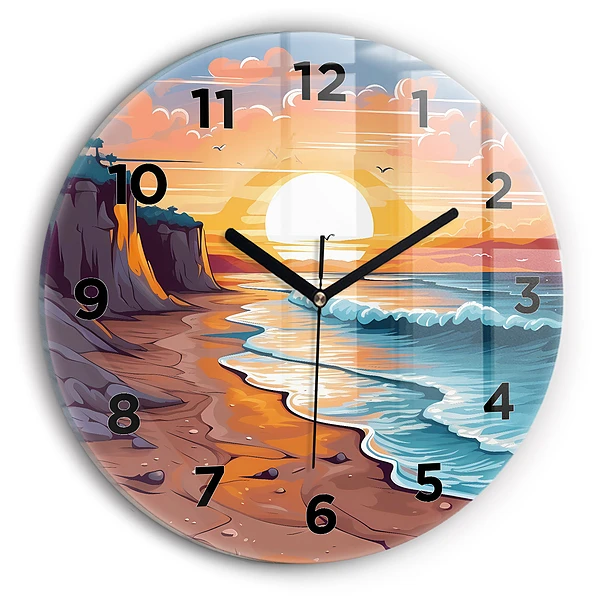 Wanduhr rund Märchenhafter Ozean und Sonne