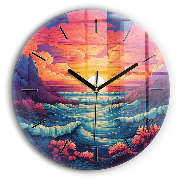 Wanduhr rund mit motiv Märchenhafter Ozean und Himmel