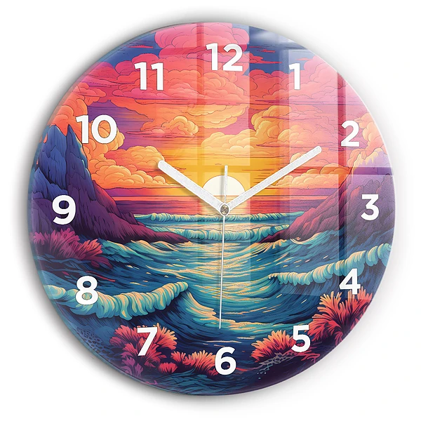 Wanduhr rund mit motiv Märchenhafter Ozean und Himmel