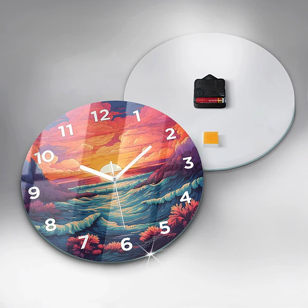 Wanduhr rund mit motiv Märchenhafter Ozean und Himmel