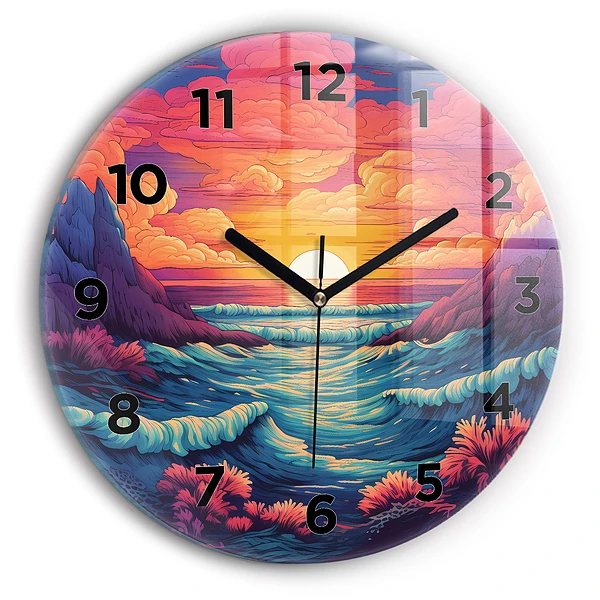 Wanduhr rund mit motiv Märchenhafter Ozean und Himmel