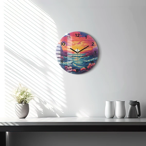 Wanduhr rund mit motiv Märchenhafter Ozean und Himmel