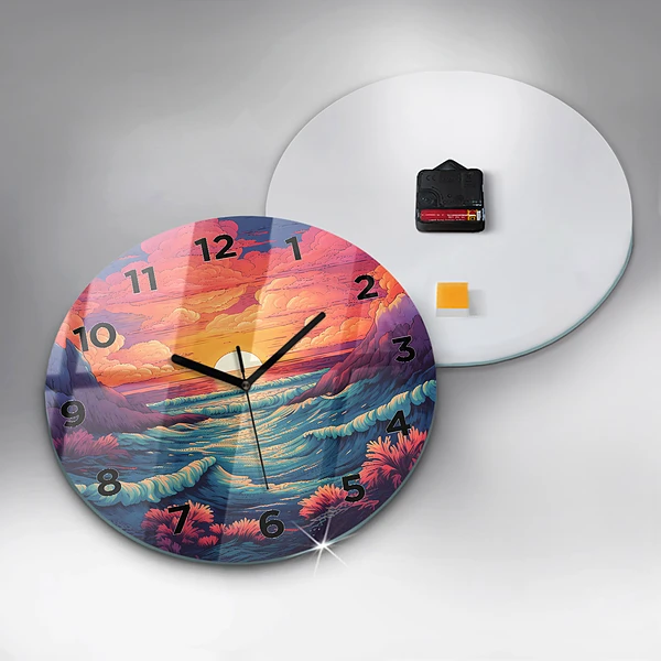 Wanduhr rund mit motiv Märchenhafter Ozean und Himmel
