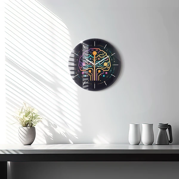 Wanduhr rund Bunte Abstraktion