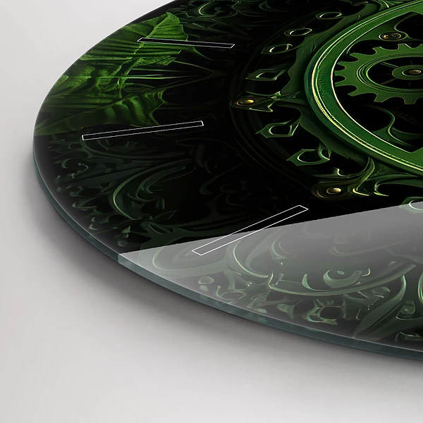 Wanduhr glas rund Grüner Mechanismus