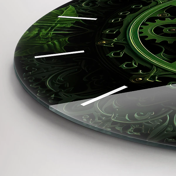 Wanduhr glas rund Grüner Mechanismus