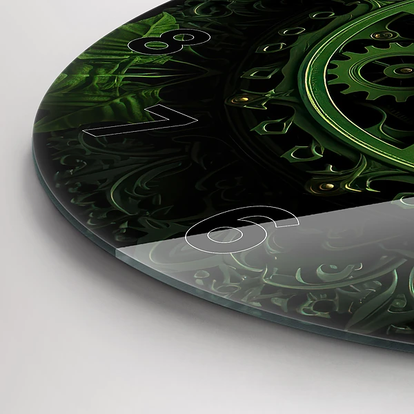 Wanduhr glas rund Grüner Mechanismus