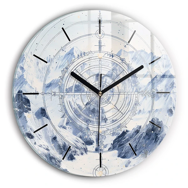 Wanduhr rund Blaue Zeichnungen